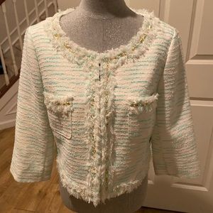 Lilly Pulitzer Ivory Turquoise Blazer 12 EUC